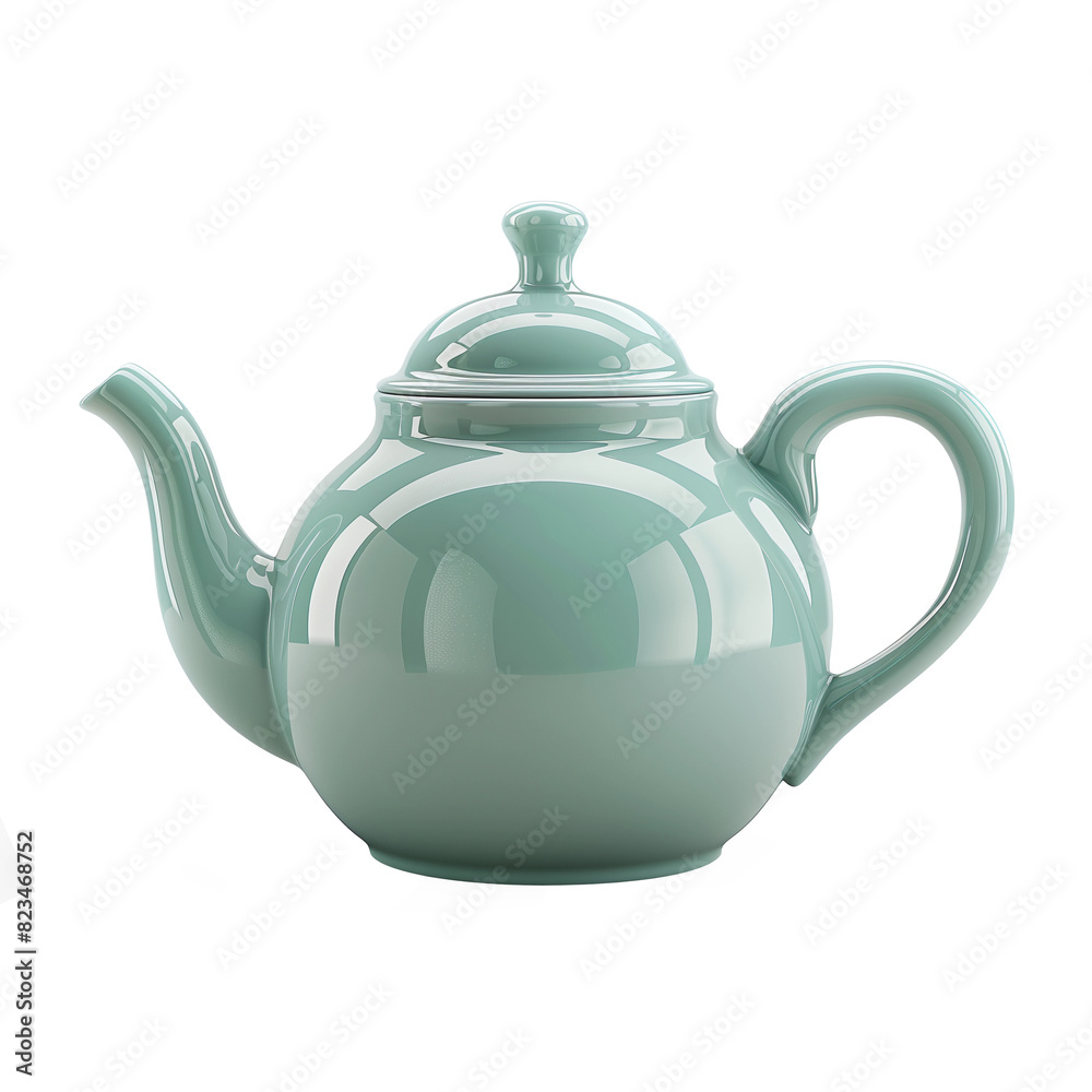 A teapot with a lid sits on a white background A teapot with a lid sits on a white background