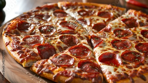 Pepperoni pizza. Delicious juicy hot pizza. Italian Cuisine. Italian food.