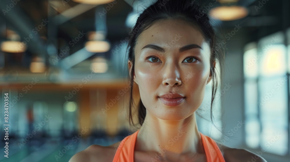 Exercise Video Tutorial, Virtual Training. A strong and fit Asian woman coach who teaches, talks and shows how to do aerobics, yoga, mindfulness meditation online. Exercise Video Tutorial, Virtual Training. A strong and fit Asian woman coach who teaches, talks and shows how to do aerobics, yoga, mindfulness meditation online.