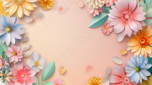Flower frame template for women's day and spring greeting invitation event background © Антон Сальников