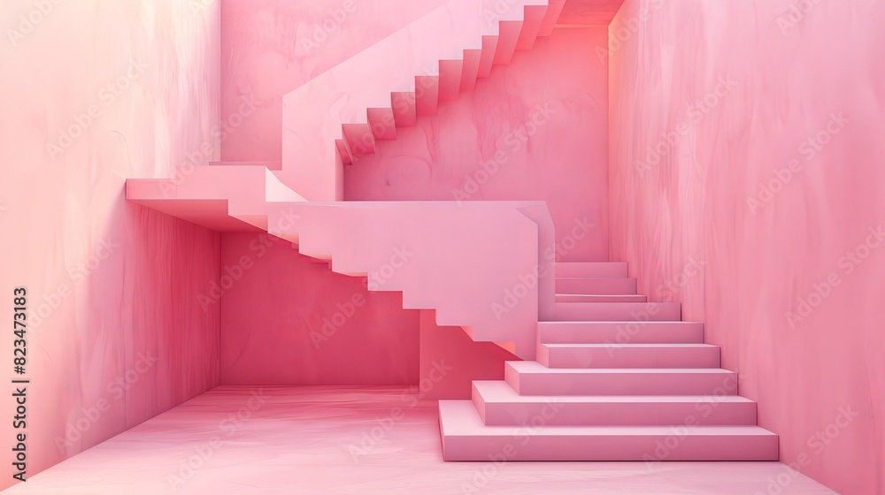 Modern background of 3D realistic trendy pink pastel minimalist stairs Modern background of 3D realistic trendy pink pastel minimalist stairs