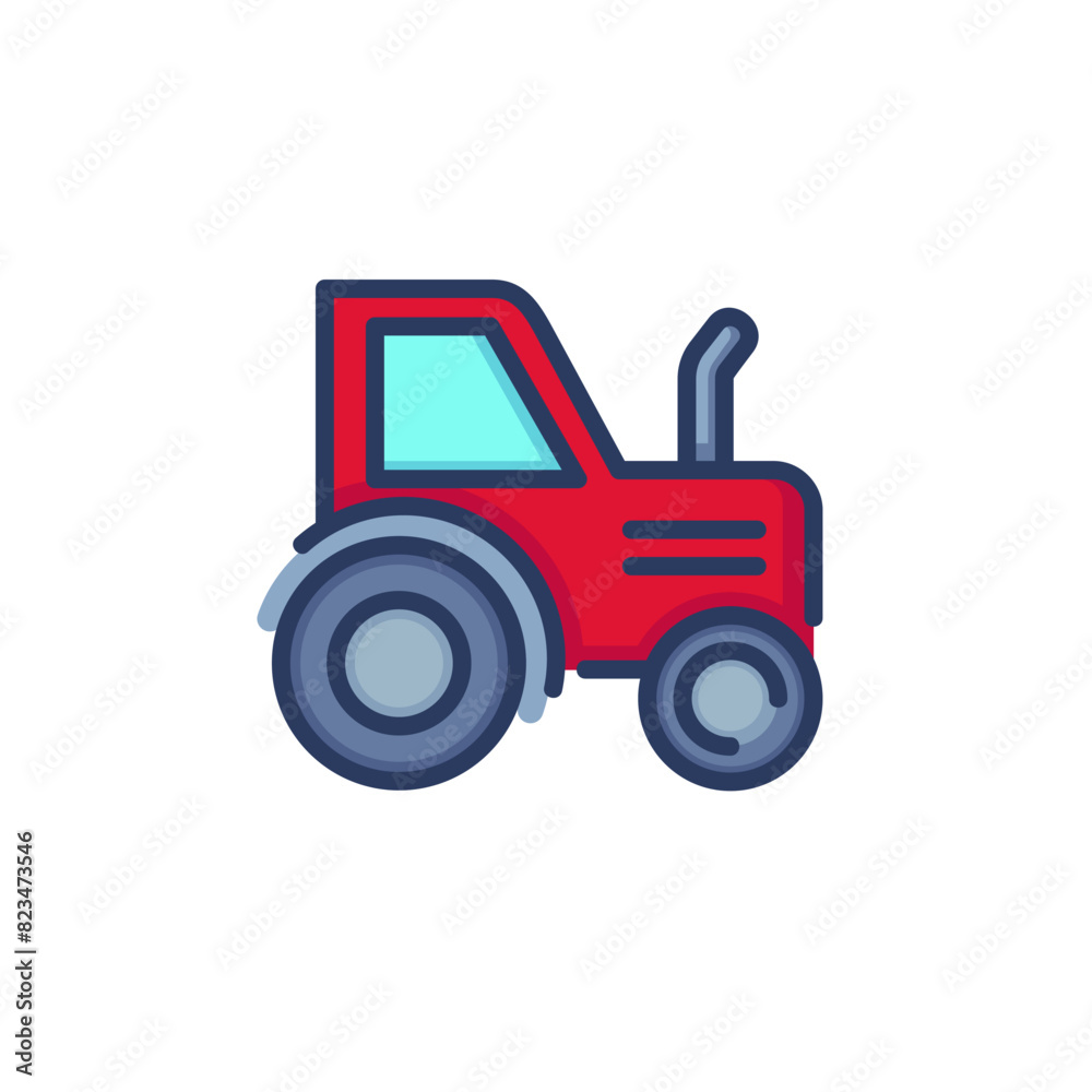 Tractor line icon. Heavy machine, agricultural equipment isolated outline sign. Farming, agriculture, rural transport concept. Vector illustration, symbol element for web design and apps