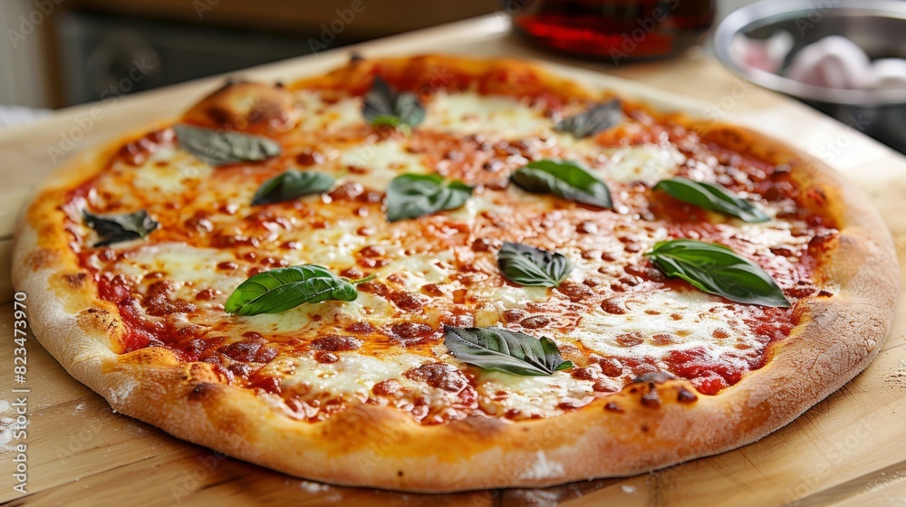 Pizza margherita. Delicious juicy hot pizza. Italian Cuisine. Italian food. Pizza margherita. Delicious juicy hot pizza. Italian Cuisine. Italian food.