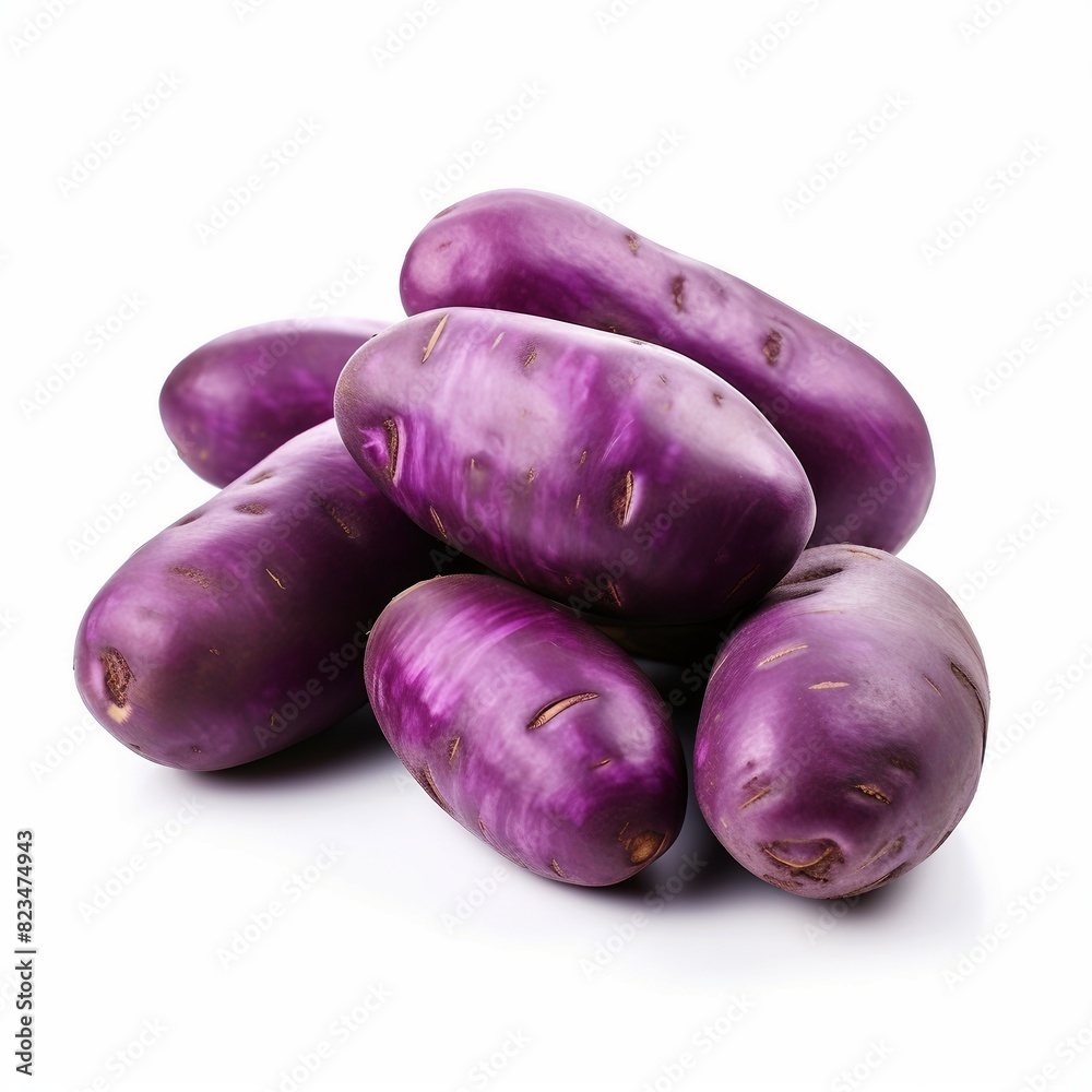purple potatoes isolated on white background purple potatoes isolated on white background