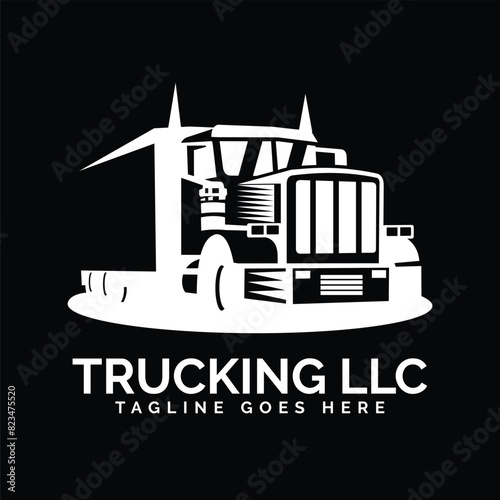 trucking truck silhouette logo design