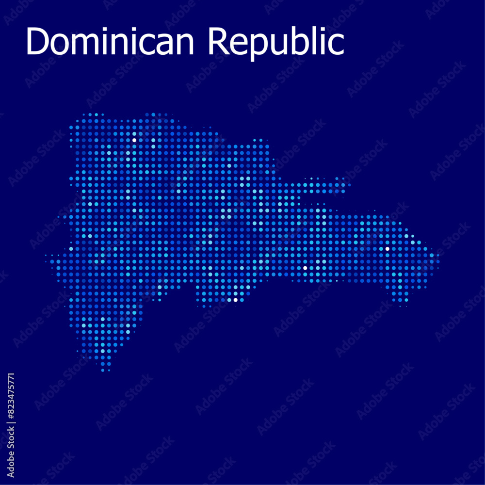 dominican republic map with blue bg