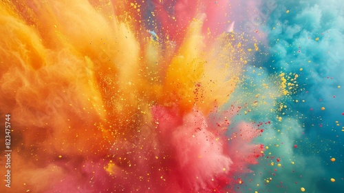 This colorful powder paint splash, color explosion background template is perfect for music dj parties, festivals, holi, celebrations, etc. photo