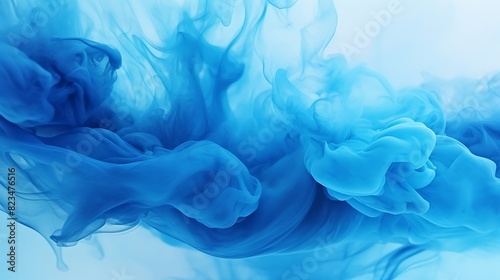 Abstract blue ocean sea background, indigo ink sky, liquid azure paint underwater, swirling smoke wallpaper