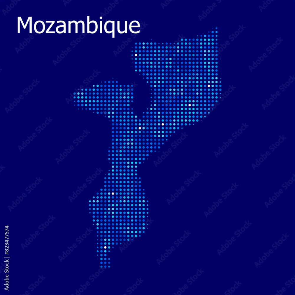 mozambique dotted map with blue bg
