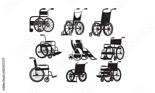Wheel chair Vector bundle, Baby Penguin Clipart, Silhouette, Vector, icons, illustration, design.