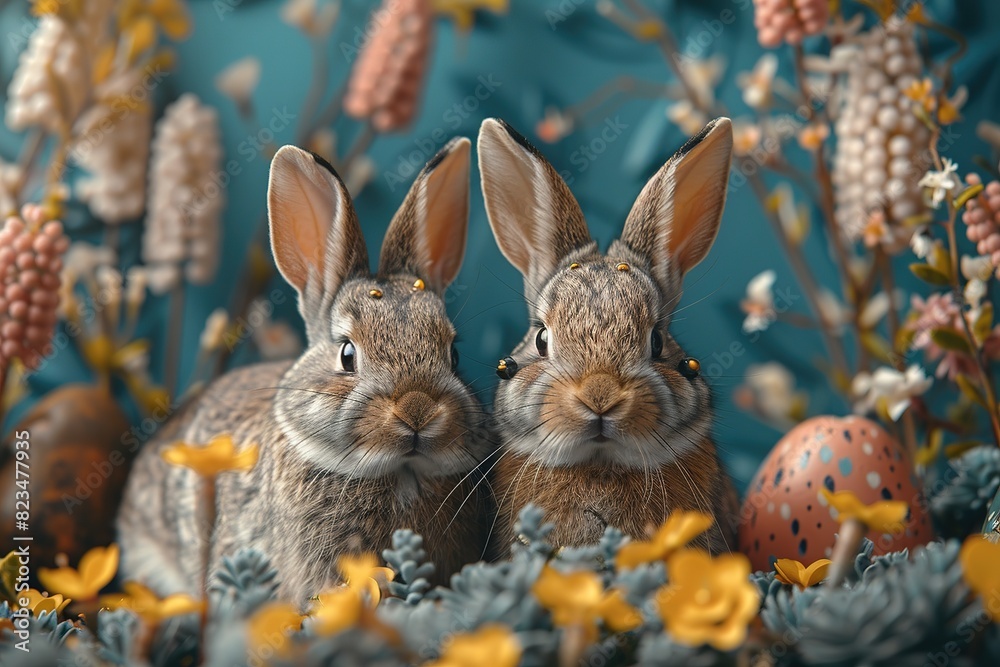 Fototapeta premium animal rabbit mammal wildlife cute nature bunny hare wild grass easter fluffy small fur green