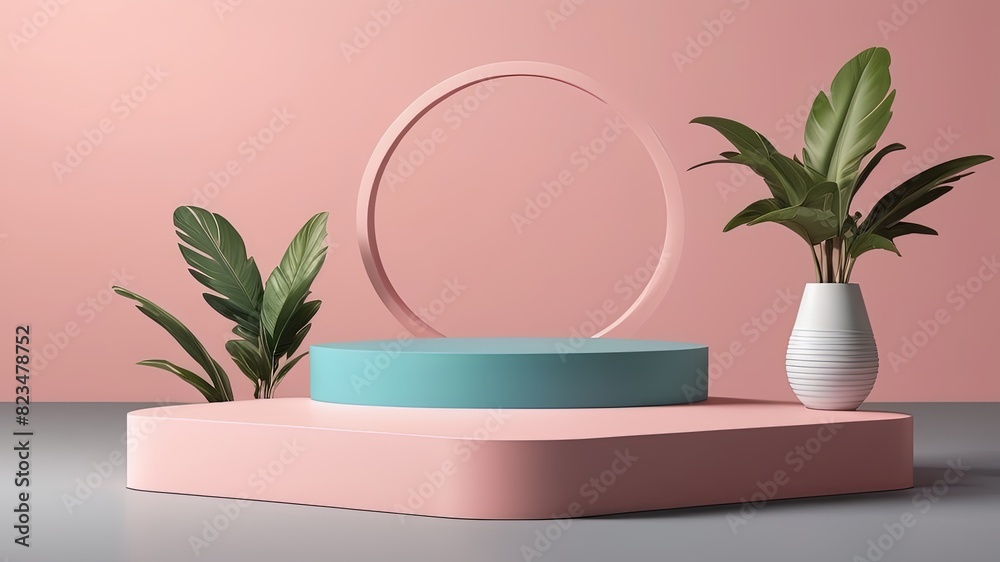 Abstract scene background. Product presentation, mock up, show cosmetic product, Podium, stage pedestal or platform.. 3d rendering podium platform