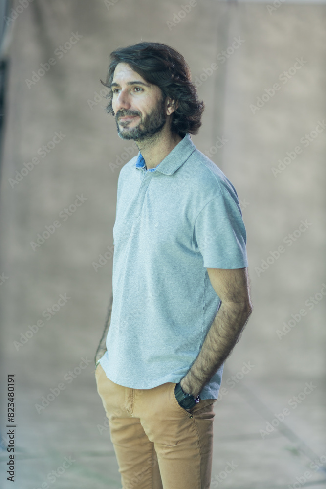 Fototapeta premium View of a young man with smartphone