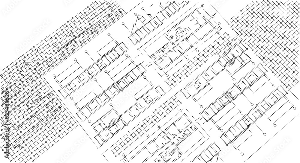 Fototapeta premium house architectural project sketch 3d illustration