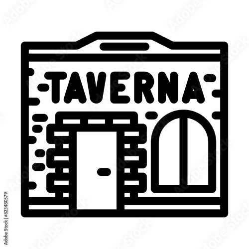 taverna street cafe line icon vector. taverna street cafe sign. isolated contour symbol black illustration