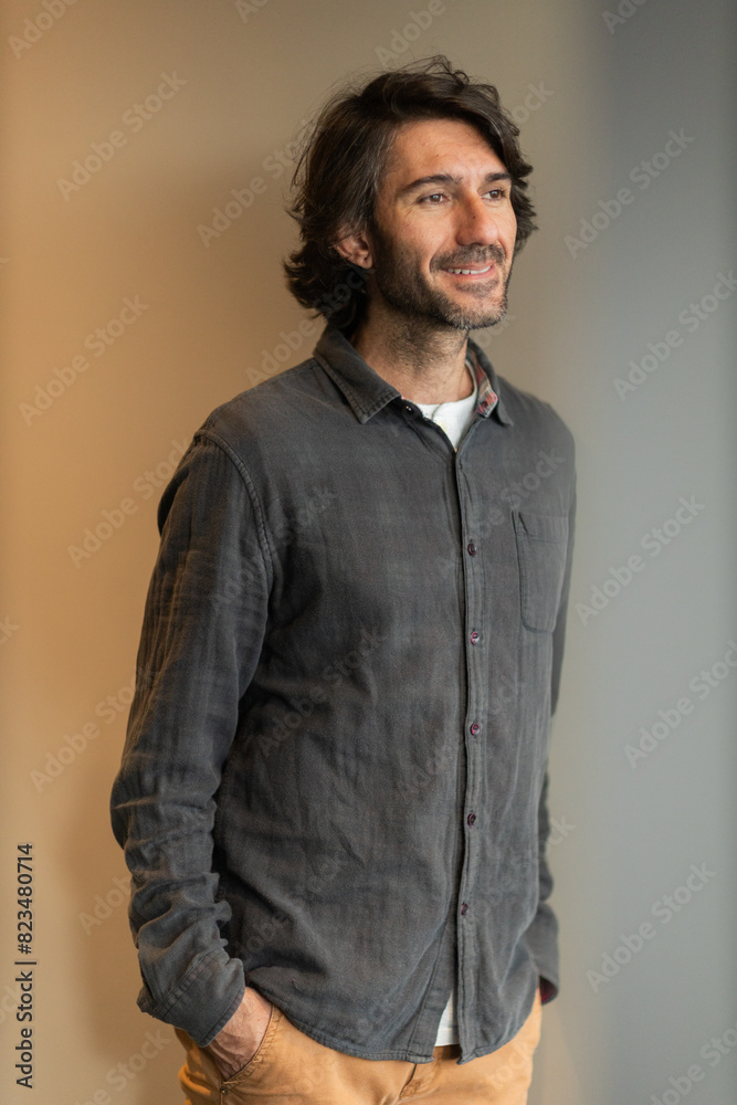 Fototapeta premium View of a young man with smartphone