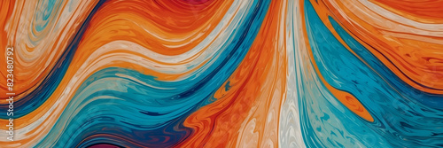 This image features a vibrant abstract swirl design with a mix of orange and blue shades  creating a fluid and dynamic look