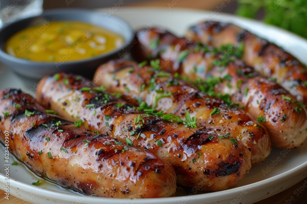 Weisswurst - White sausages with a side of pretzels and sweet mustard.