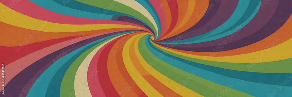 A colorful abstract illustration showing a spiraling rainbow that twists into a central point A colorful abstract illustration showing a spiraling rainbow that twists into a central point
