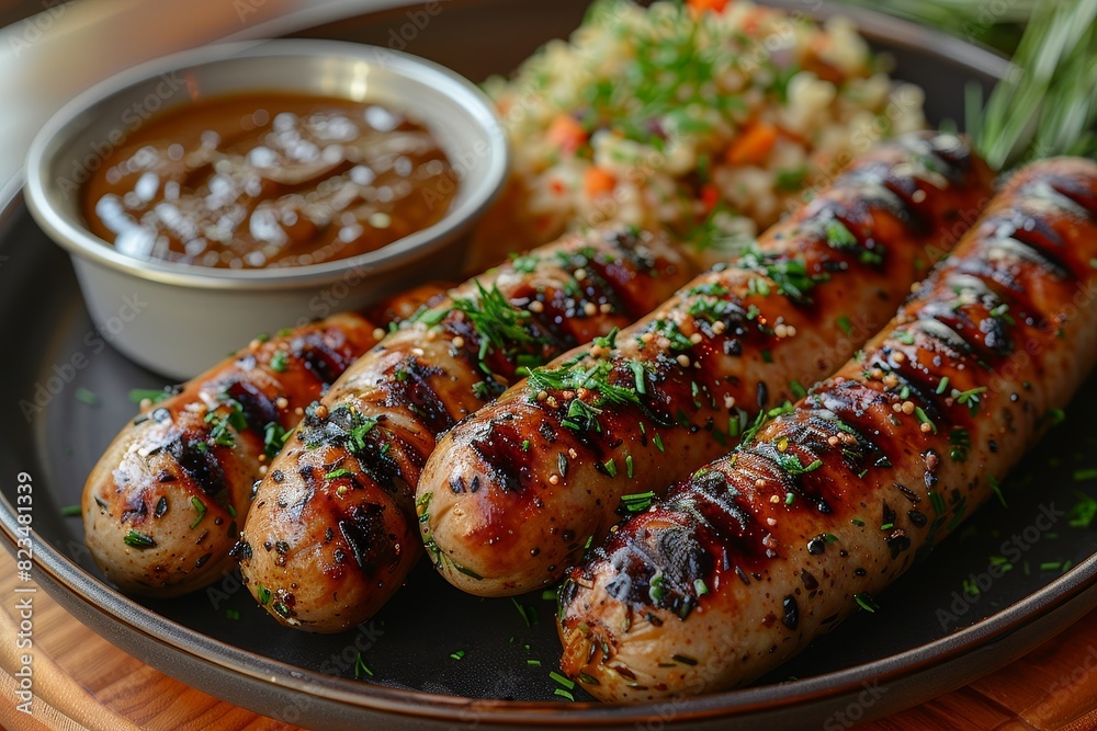 Weisswurst - White sausages with a side of pretzels and sweet mustard. Weisswurst - White sausages with a side of pretzels and sweet mustard.
