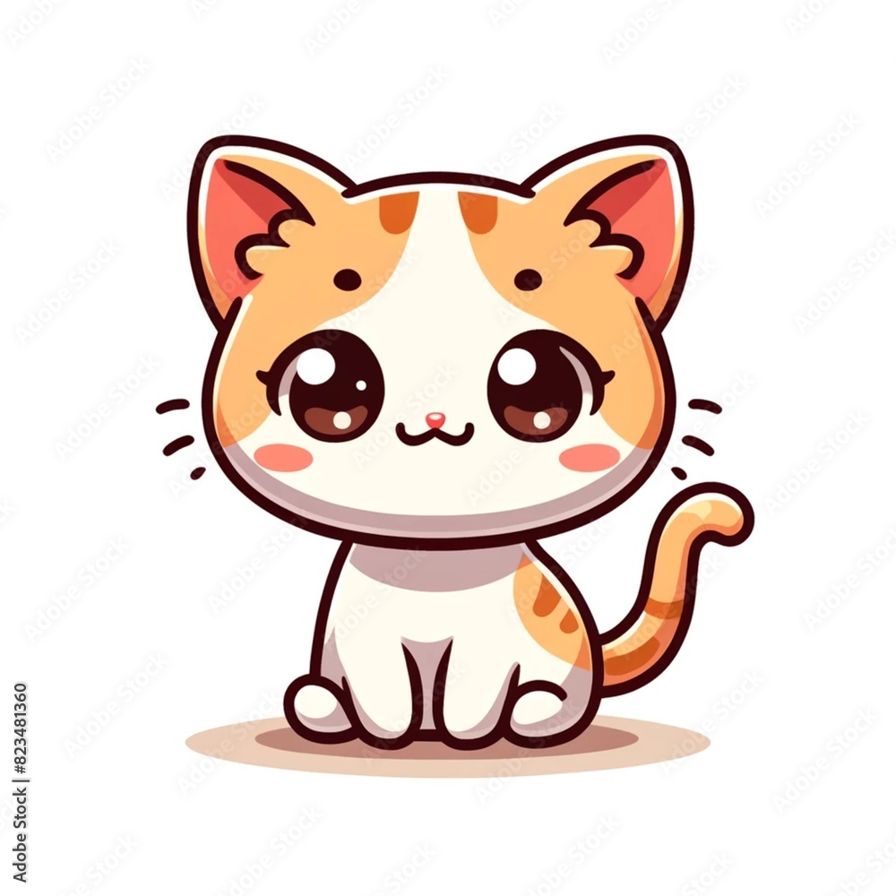 A cute kitten vector illustration. The kitten has a round head and oval body. It has pointy ears on top of its head A cute kitten vector illustration. The kitten has a round head and oval body. It has pointy ears on top of its head