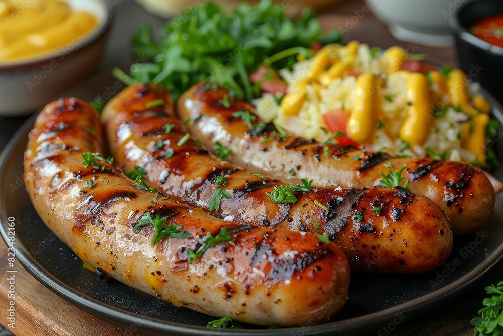 Weisswurst - White sausages with a side of pretzels and sweet mustard. Weisswurst - White sausages with a side of pretzels and sweet mustard.