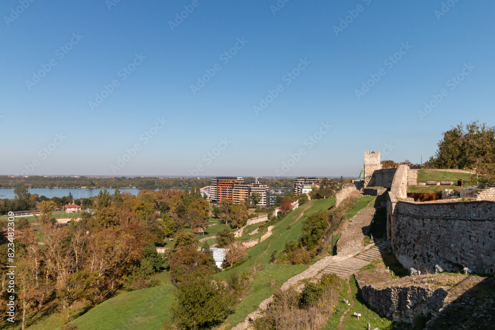 Panoramic view of the walls in Kalemegdan park, Belgrade Panoramic view of the walls in Kalemegdan park, Belgrade