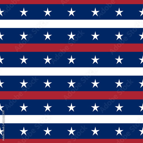Patriotic seamless background with national flag colors for USA holidays. American National Symbol