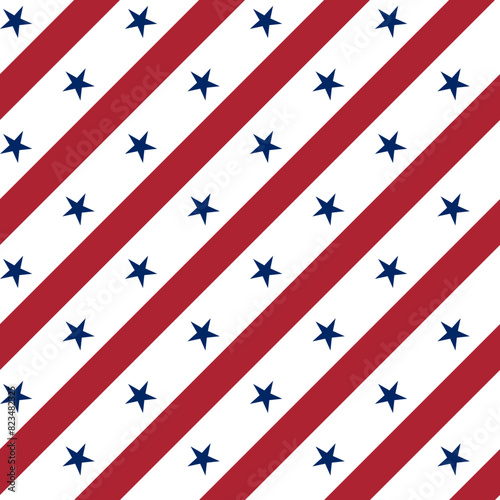 Patriotic seamless background with national flag colors for USA holidays. American National Symbol