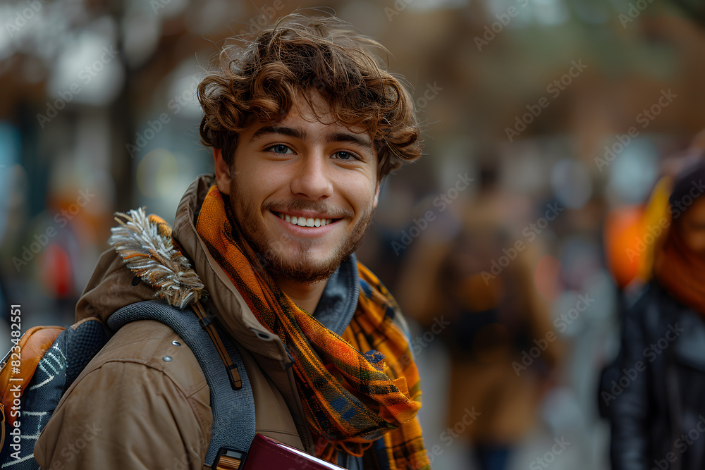 Portrait of male college student at campus looking at camera