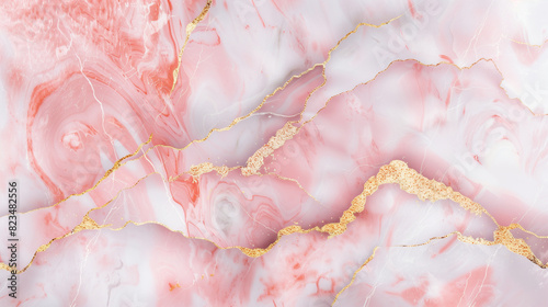 Abstract Pink and Gold Marble photo