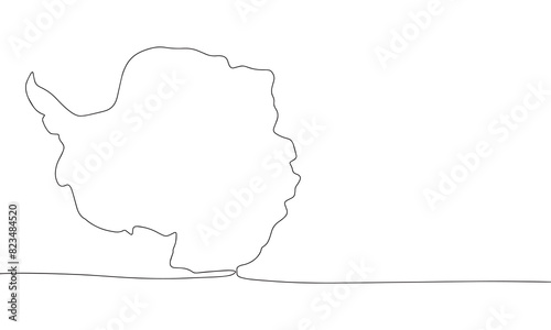 Antarctica one line continuous. Line art Antarctica. Hand drawn vector art.