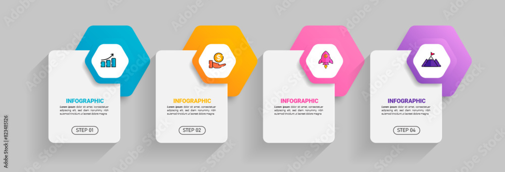 Presentation business infographic with 4 steps template vector. Presentation business infographic with 4 steps template vector.