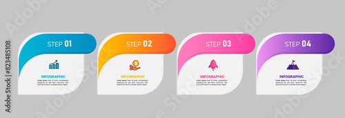 Presentation business infographic with 4 stepstemplate vector.	