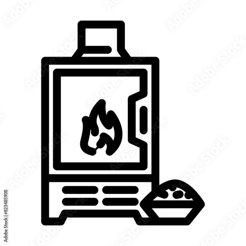 stove wood pellets line icon vector. stove wood pellets sign. isolated contour symbol black illustration