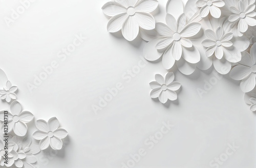 modern  minimalistic white background with floral shapes with space for copy