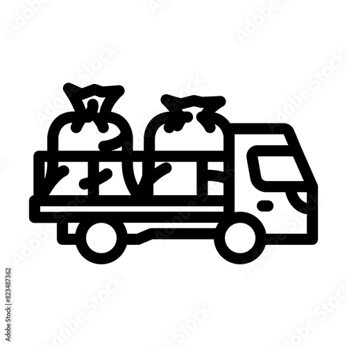 transportation wood pellets line icon vector. transportation wood pellets sign. isolated contour symbol black illustration