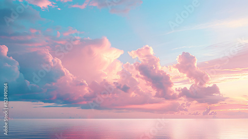 Panorama view of sunset sunrise sea ocean summer with