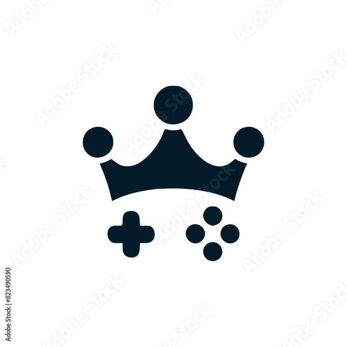 game king logo vector illustration template design. joystick controller and crown.