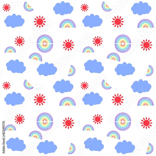 pattern seamless clouds rainbow 