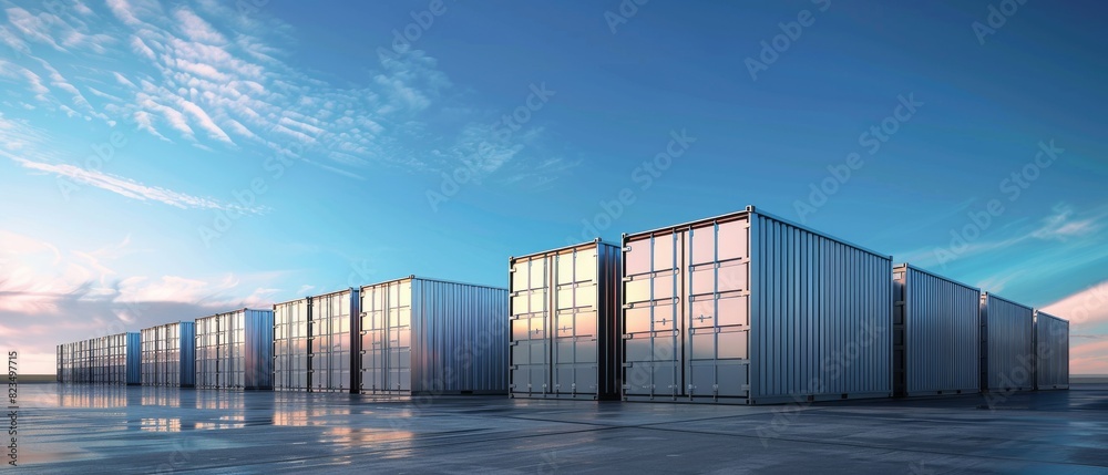 Modern data center buildings with reflective glass, standing under a clear blue sky, symbolize cutting-edge technology and data storage.