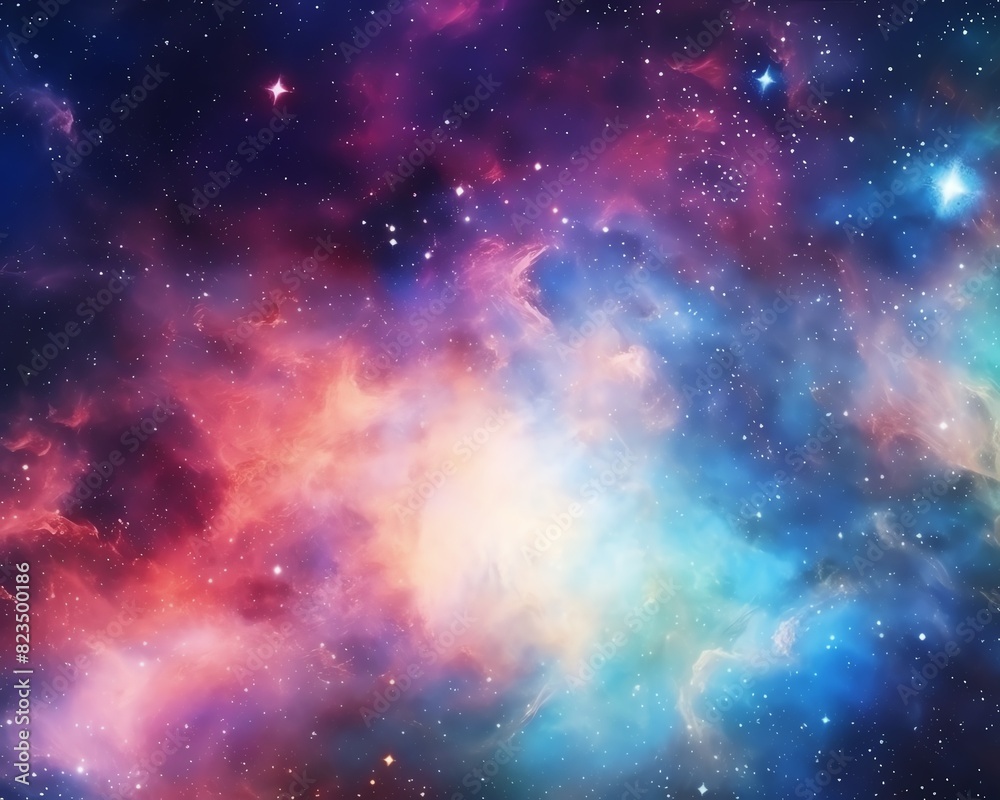 Naklejka premium Watercolor galaxy background with stars and nebulas,