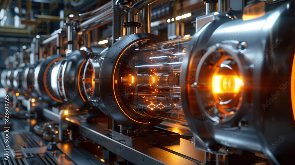 Detailed view of industrial machinery in a factory setting, showing intricate parts and mechanisms in operation Detailed view of industrial machinery in a factory setting, showing intricate parts and mechanisms in operation
