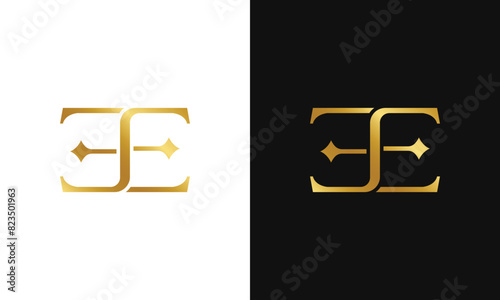 Monogram e es ee ese se s gold serif luxury vintage retro logo template for barber gym store bag shoes girl woman
