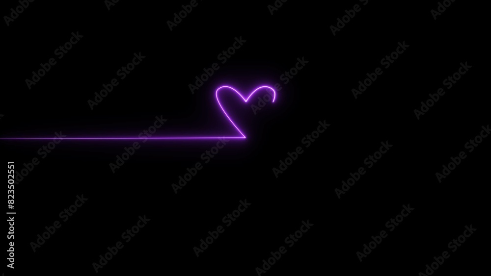 purple color heart beat neon light heartbeat and love display screen medical research illustration. Black background 4k illustration. purple color heart beat neon light heartbeat and love display screen medical research illustration. Black background 4k illustration.