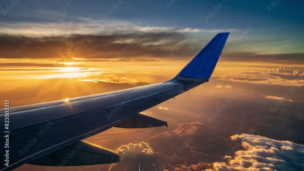 Sunset Flight, Golden Hour Above the Clouds