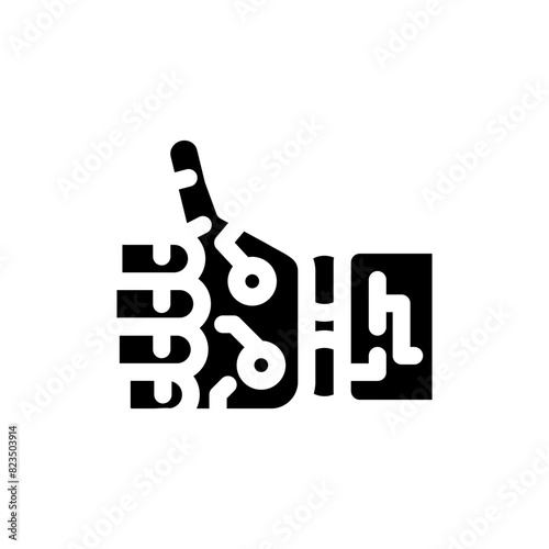 thumb up robot hand gesture glyph icon vector. thumb up robot hand gesture sign. isolated symbol illustration