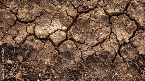 textured brown soil with dry earth cracks natural organic garden ground closeup photograph