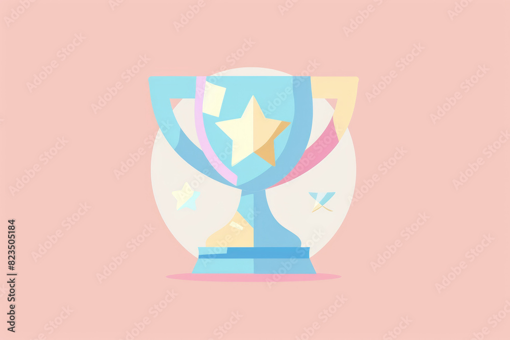 A blue trophy featuring a star emblem, symbolizing achievement and recognition A blue trophy featuring a star emblem, symbolizing achievement and recognition