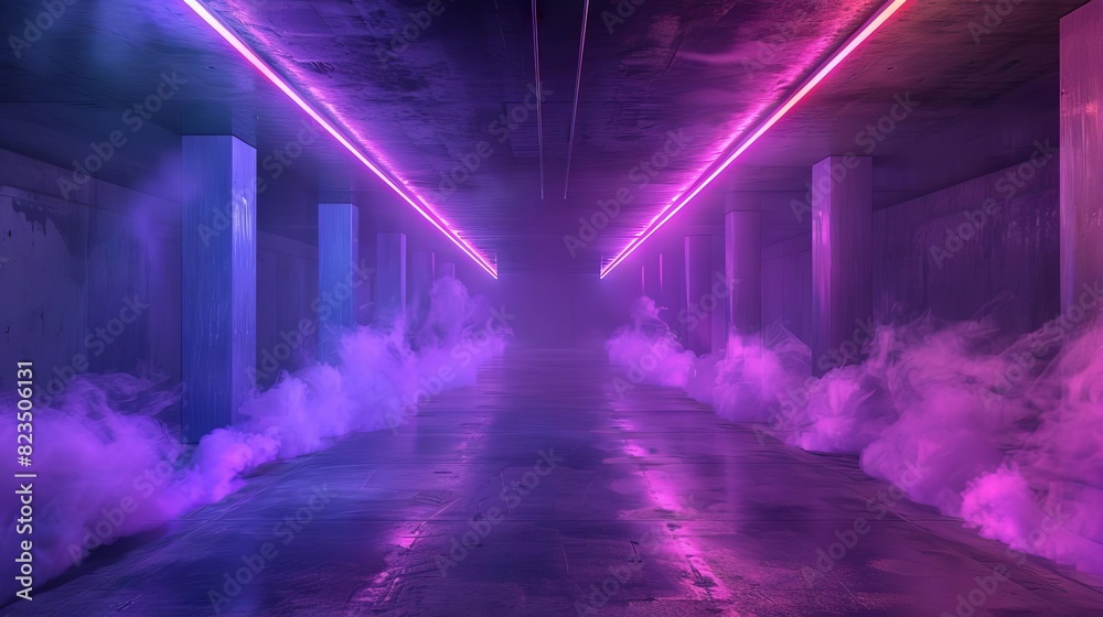 ultraviolet neon smoke in an empty concrete room a futuristic club atmosphere abstract background